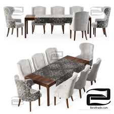 Dove Gray Velvet Dining Chairs & table