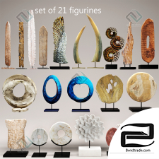 Decorative set collection of 21 statues