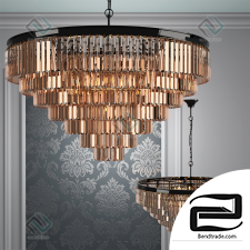 Pendant Lamp RH 1920s Odeon Smoke Glass Fringe Chandelier 7