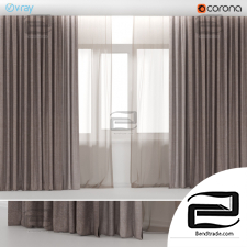 Curtains Brown curtains in two colors with brown tulle