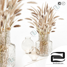 Decorative set flowers in a glass vase