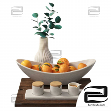 Small things for the kitchen set with oranges