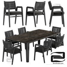 Table and chair Flexform Ortigia, Iseo