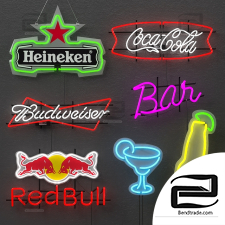 Set of neon signs for bar Bar neon sign set