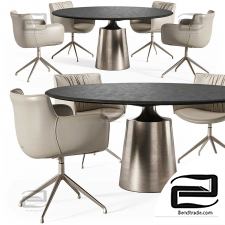 Table and chairs Cattelan Italia Yoda Argile Rhonda