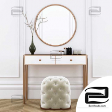 Dressing table with pouf
