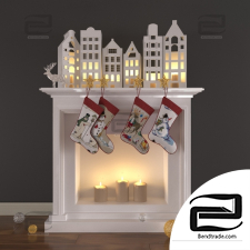 Decorative set Decor Christmas set with fireplace and candles