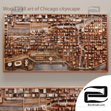Wood wall art of Chicago cityscape Wood wall art of Chicago cityscape