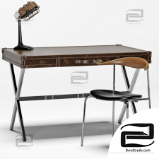 Table and chair Luke Industrial Leather Desk