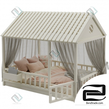 Children's bed House with columns