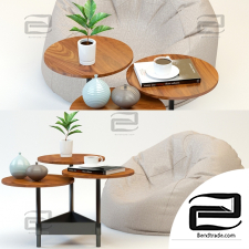 Table Coffee and pouf Table