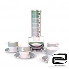 Set of 6 cups and saucers Ombre