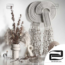 Decorative set with Macrame and berry branch