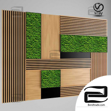 Wall Wood Panel with Moss