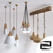Hanging lamp Wooden lamps set