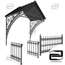 Forged canopy with railings