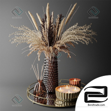 Dry bouquet in the decorative vase A bouquet of dried flowers in a decorative vase