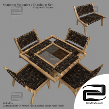 Wooden Outdoor Set Table and Chair