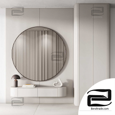 Entrance hall minimal modern with circle mirror