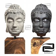 Buddha head sculptures