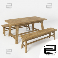 Table and chair in rustic style