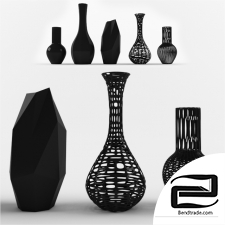 set of black vases