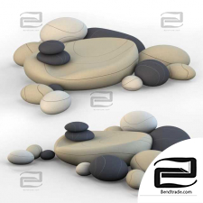 Pillows in the form of stones, SMARIN chairs