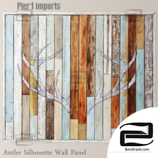 Antler Silhouette Wall Panel with Horn Silhouette