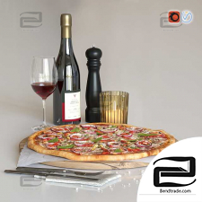 pizza with wine
