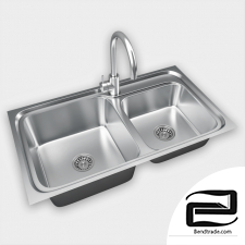 Stainless steel kitchen sink with faucet