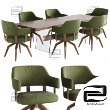Table and chair Table and chair natuzzi valle CH19 phantom E024