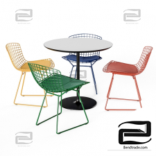 Table and chair Knoll Bertoia Side Chair Arper Dizzy Table