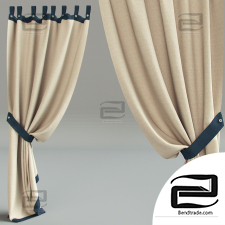 Buttoned curtain with garter