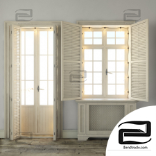 Windows with shutters and lighting