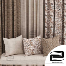 a set of materials fabrics in beige tones
