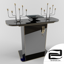 Black and Gold console with decor
