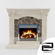 Electric fireplace in the marble portal 3D Model id 11056
