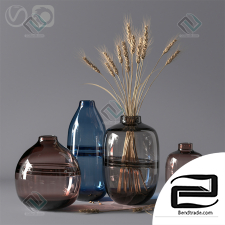 Glass vases with dry spikelets
