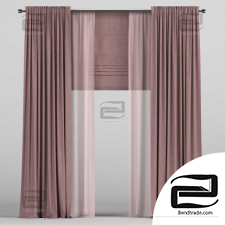 Curtains with tulle and Roman curtain