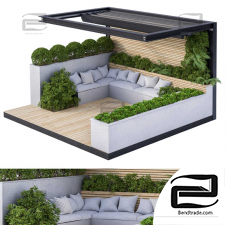 Exterior Roof Garden, Landscape Furniture with Pergola 03