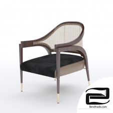 Modern Bentley Chair in Rosewood and Woven Cane