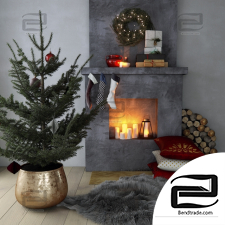 Fireplace with Christmas decor Fireplace with Christmas decor