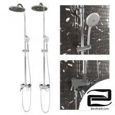 Shower system with fixed watering can 250mm 2330233-2D Elghansa
