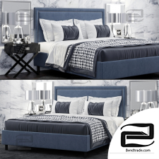 Beds Bed Reed Navy Velvet Tufted TOV Furniture