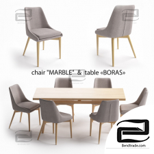 Table and chair Boras, Marble
