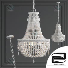 Hanging Lamp RH Anselme White Wood Large Chandelier