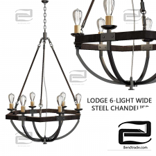 Pendant lamp Lodge 6-light Wide Steel