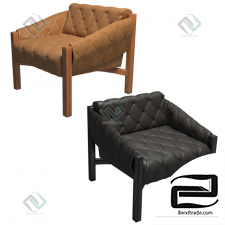 Armchair Abruzzo leather tufted chair