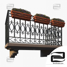 Balcony with flower hanging planters