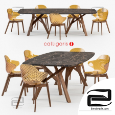 Table and chair Table and chair Calligaris Jungle, Saint Tropez wood